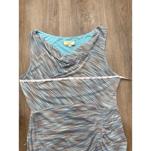 MOULINETRE SOEURS BY ANTHROPOLOGIE Striped Cowl-Neck Midiress in Teal and Gray - Picture 8 of 9